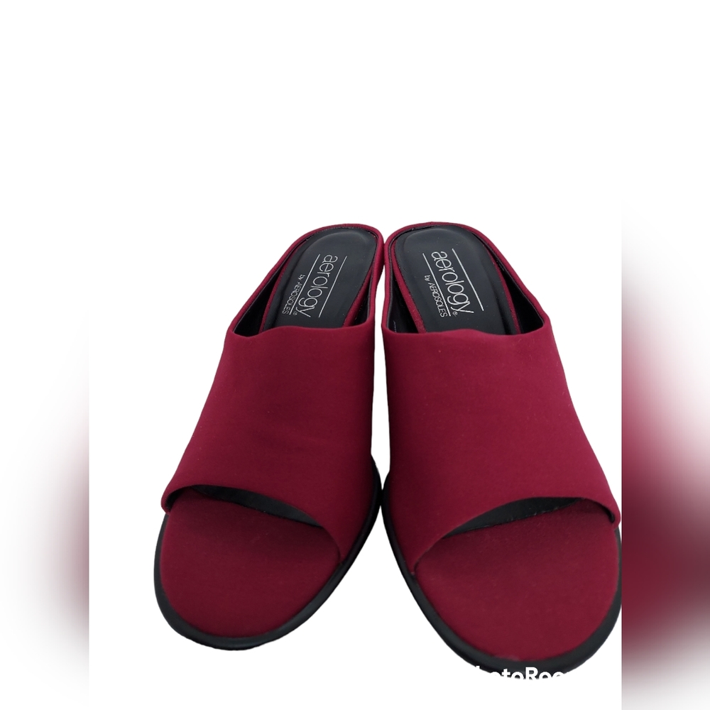 Aerology by Aerosoles Open Toe Heeled Burgundy Sandals Women's Size 7M